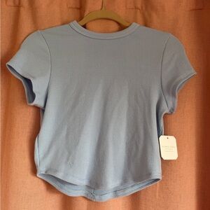 Altar'd State Sky Blue Ribbed Tee